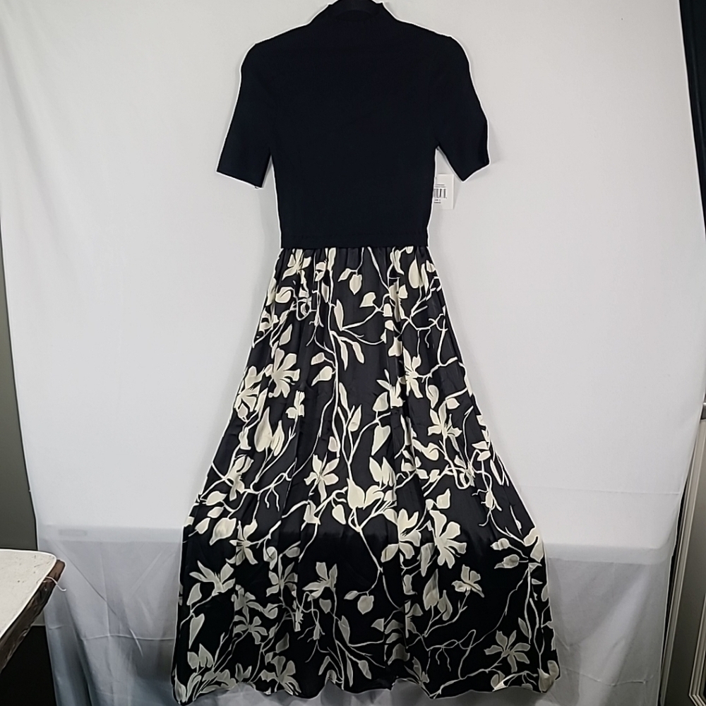 NWT Ellen Tracy Black & Cream High-neck Dress Super Soft Sz S RETAIL $149